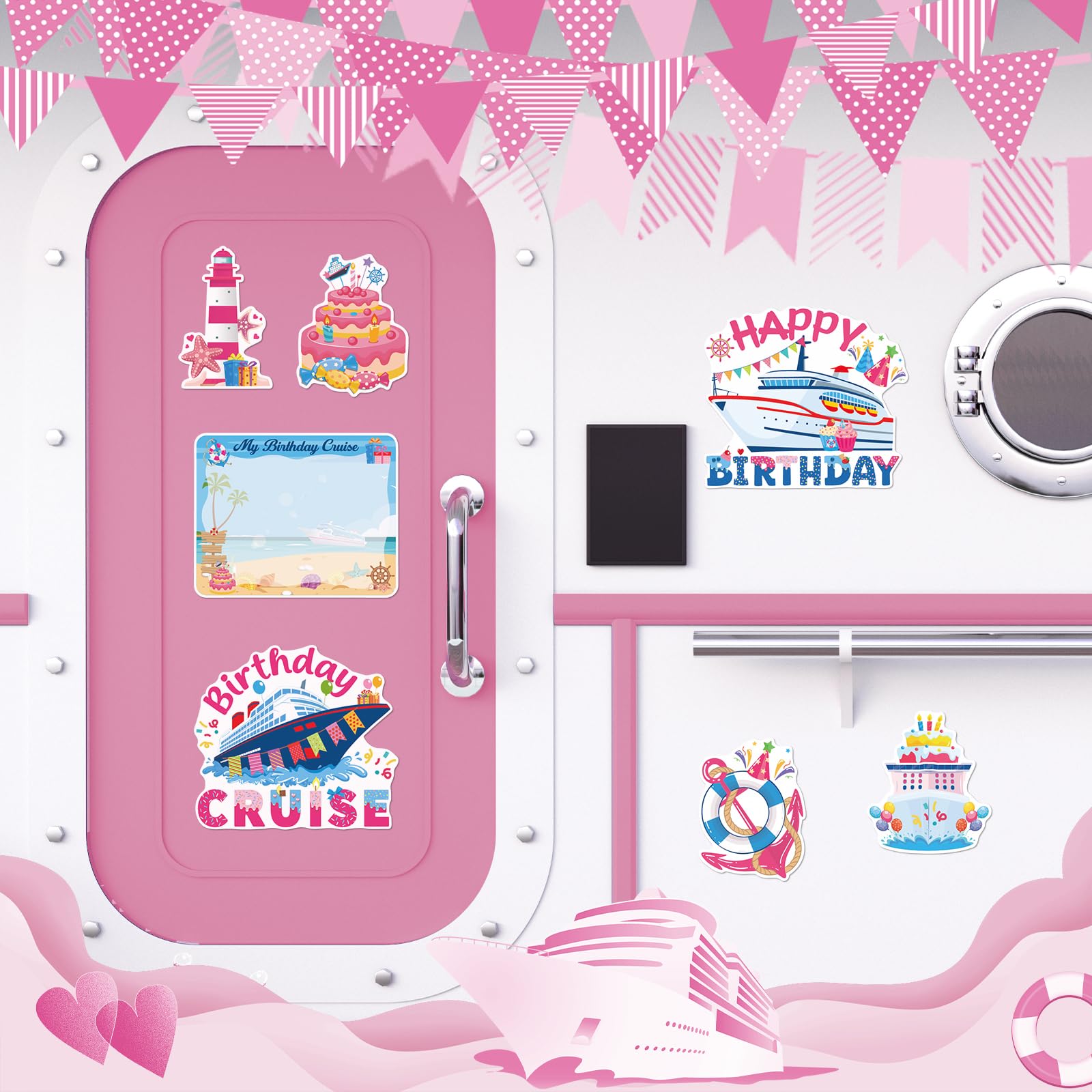 Dazoratix birthday cruise magnet design 3 decorates a ship door with color