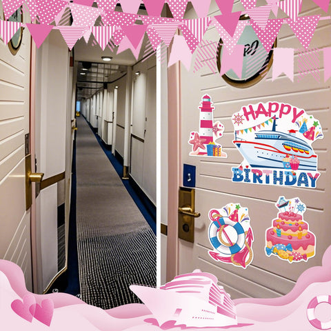 Dazoratix birthday cruise magnet design 4 features cheerful cakes and lighthouses for celebration