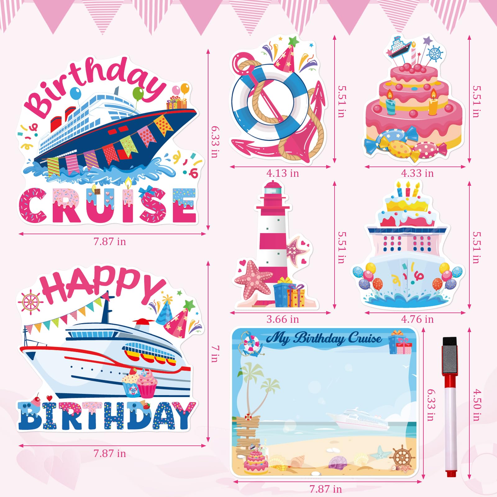 Dazoratix birthday cruise magnet design 6 offers DIY customization with included pens