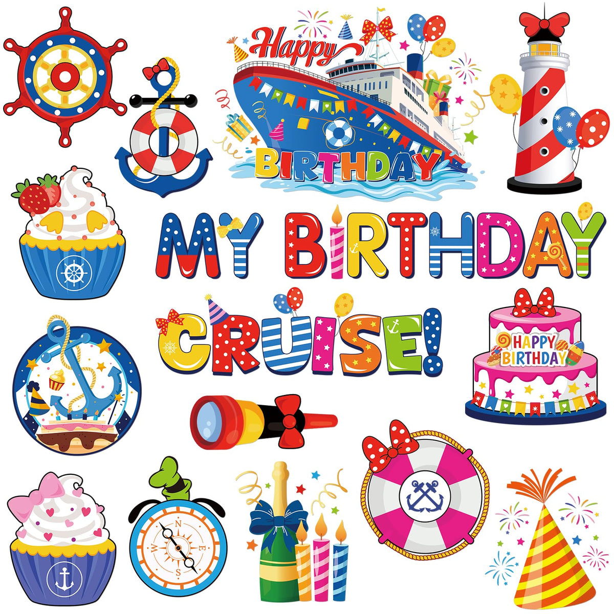 Dazoratix Birthday Cruise ship magnet on a metal door showing nautical décor benefits