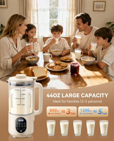 DBJRP 44oz Nut Milk Maker container inside demonstrates generous 1.3L capacity
