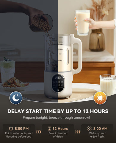 DBJRP 44oz Nut Milk Maker digital panel for precise timing and temperature control