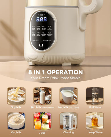 DBJRP 44oz Nut Milk Maker early-morning setup showcases 12-hour delay start