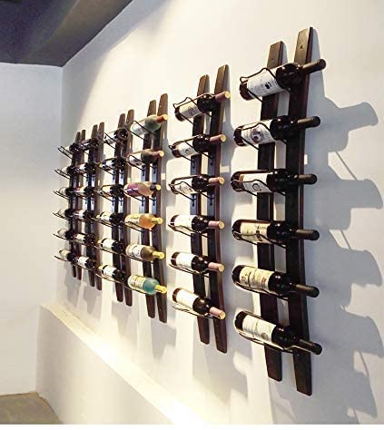 DCIGNA wall-mounted wine rack with barrel-stave design for stylish storage.