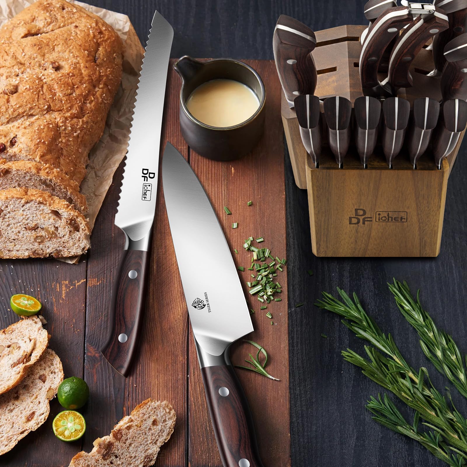 DDF iohEF 6-piece steak knives arranged for a cohesive set.
