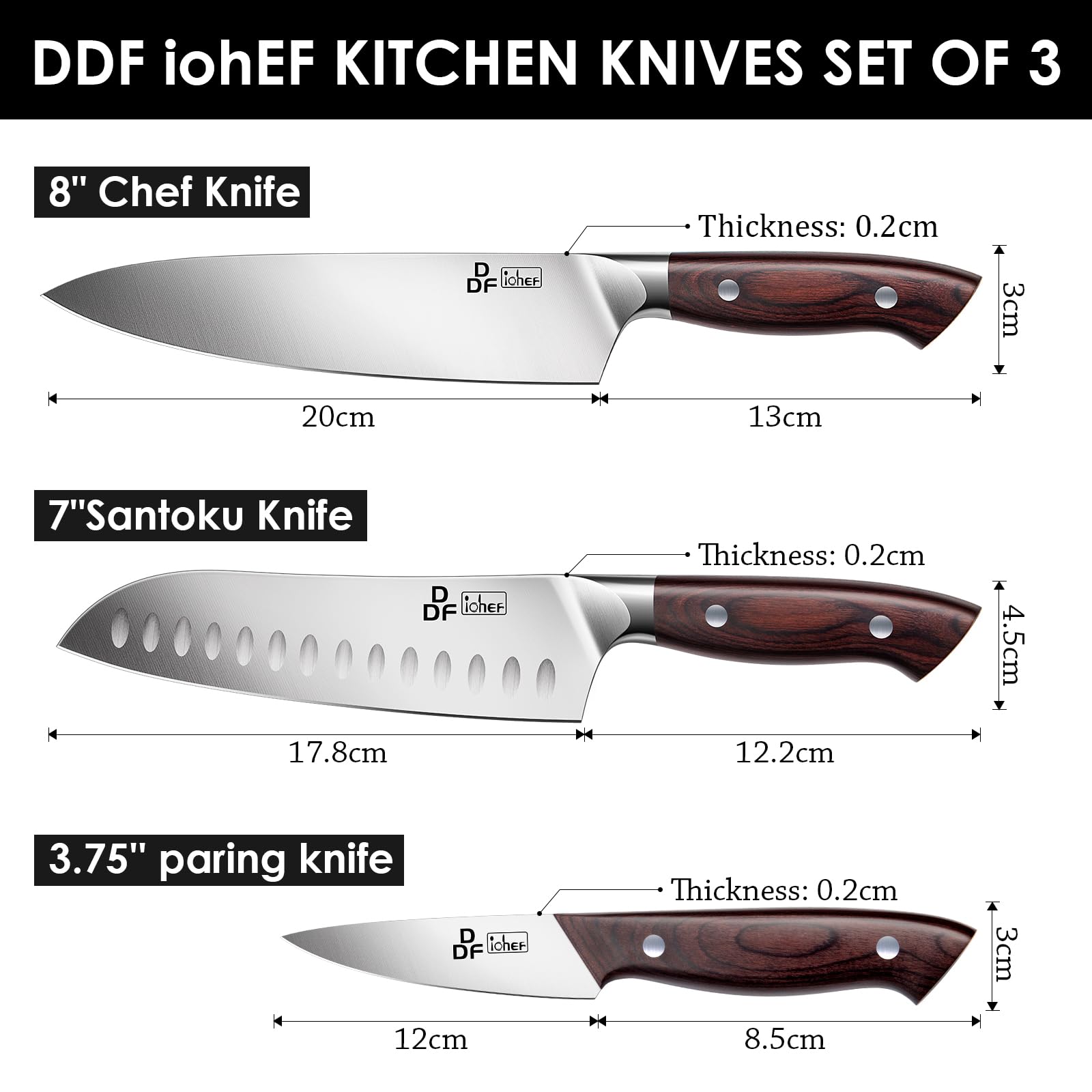 DDF iohEF knife with full tang and double rivet for stability.