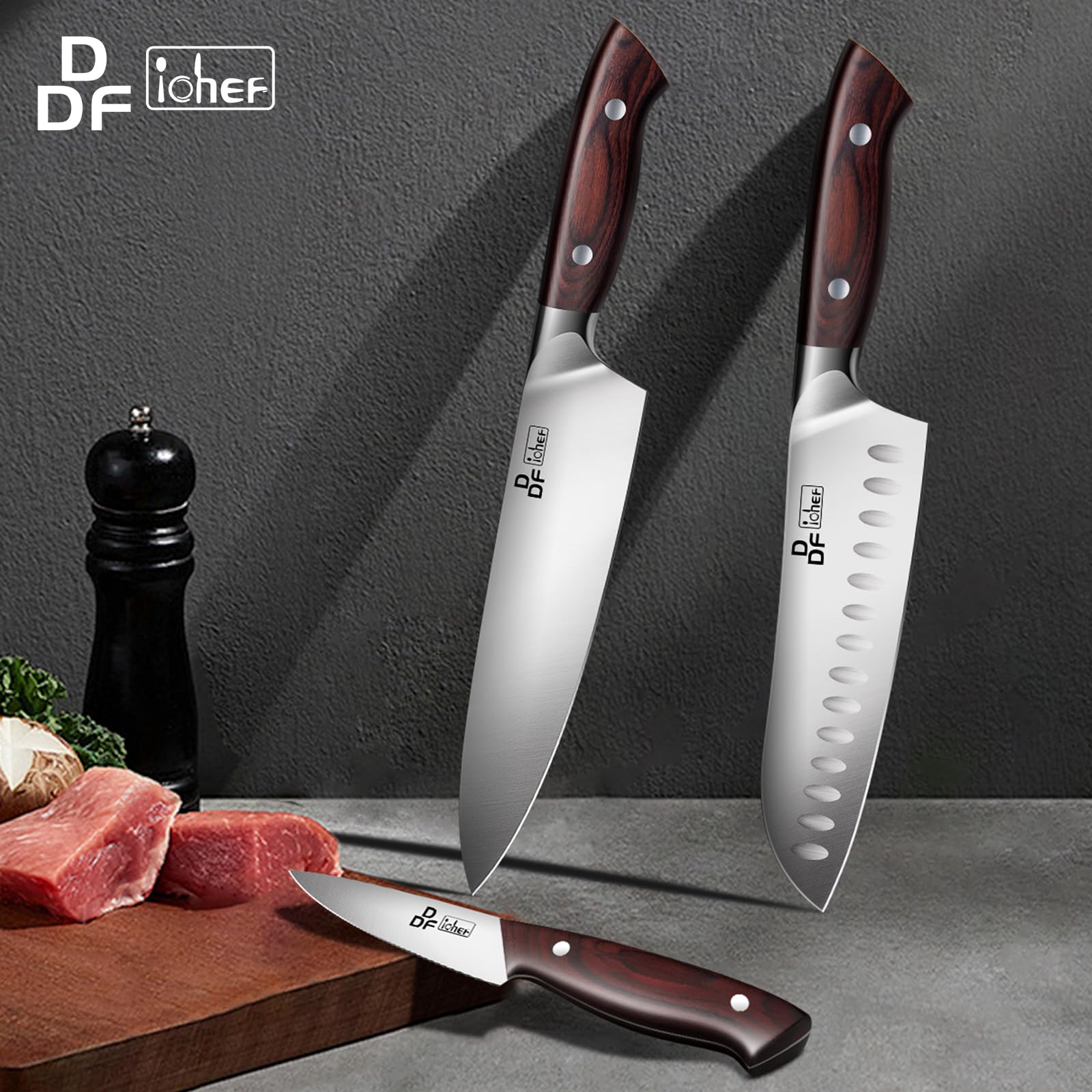 DDF iohEF knife set shown in use during everyday meal prep.