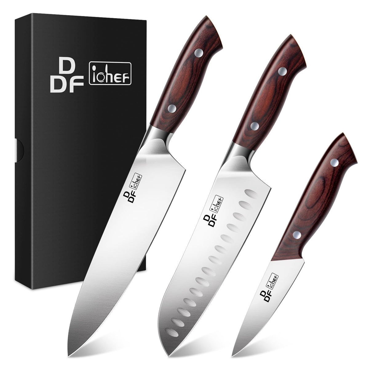 DDF iohEF 8-inch chef knife ready for precise slicing in the kitchen.