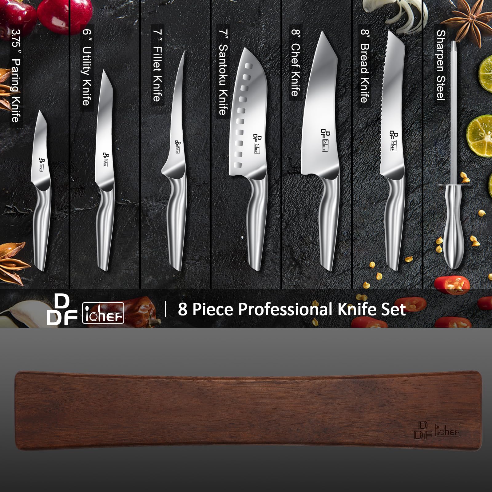 DDF iohEF 7-inch santoku for versatile mincing and dicing.