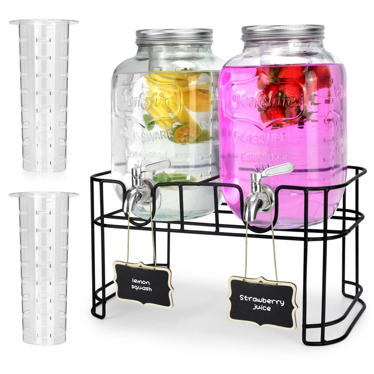 DD&HAPP 2-pack 1-gallon glass dispensers with stand for parties