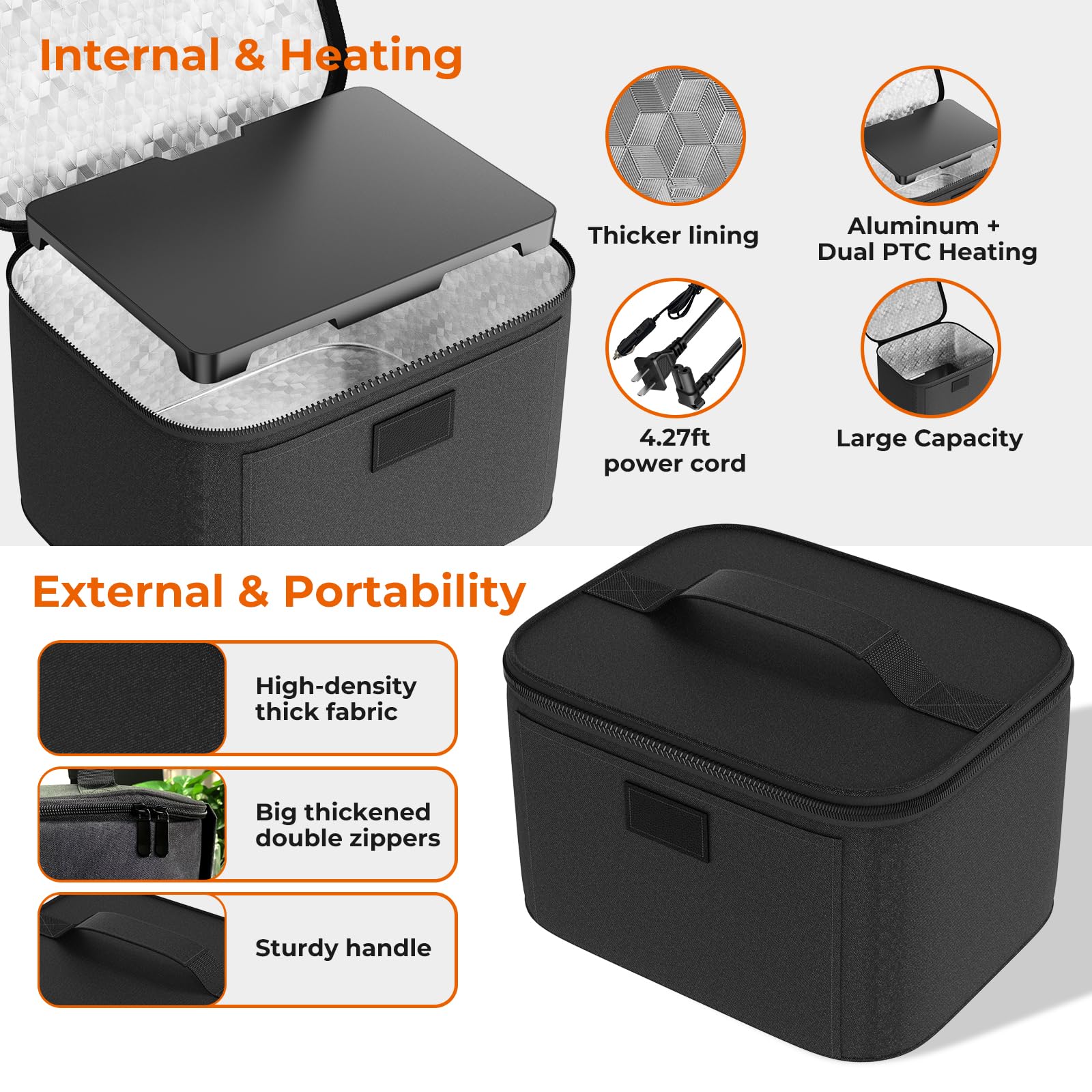 DDHTSAL electric lunch box collapsible design with a practical carrying handle
