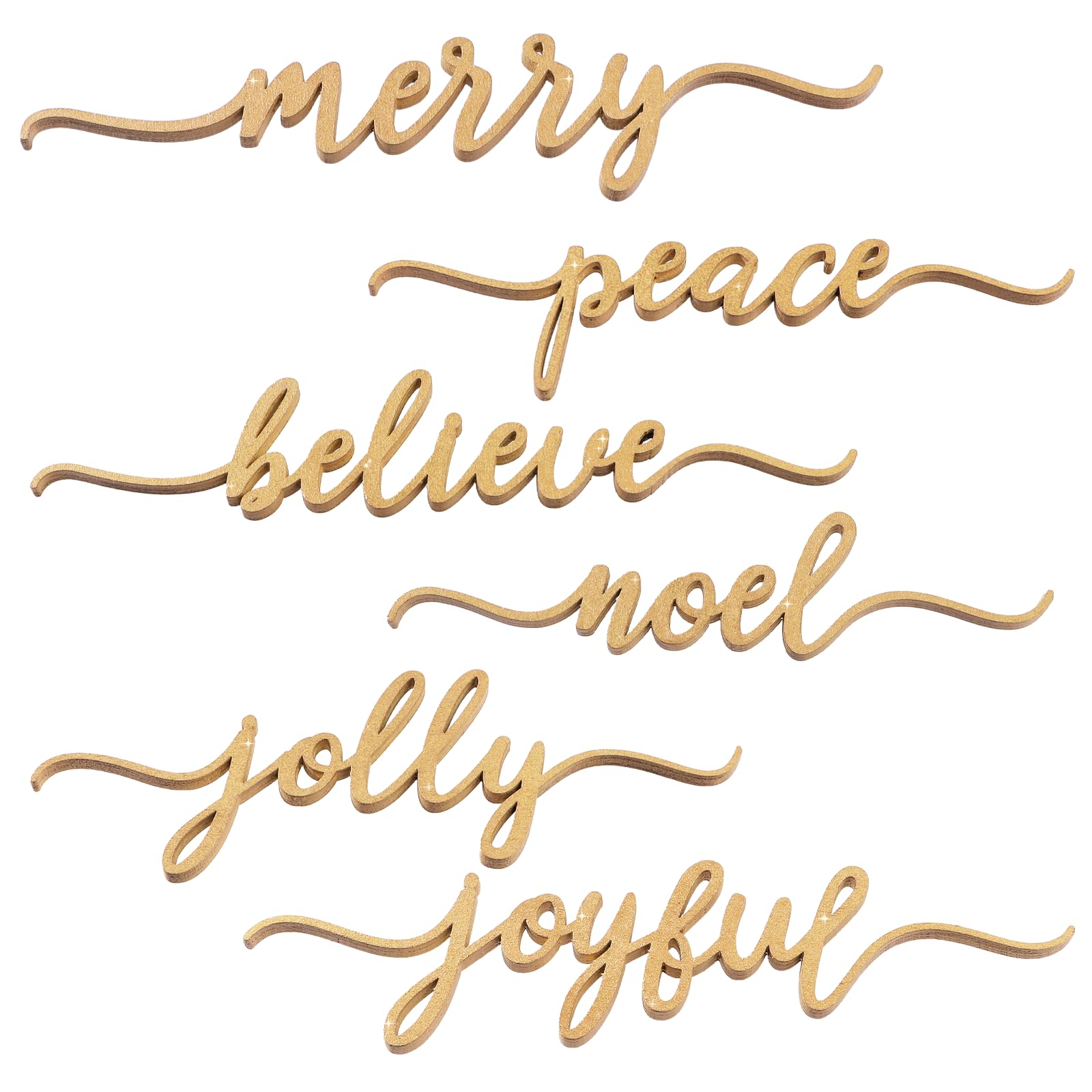DDLP Merry wood plate decor on gold finish for festive table.