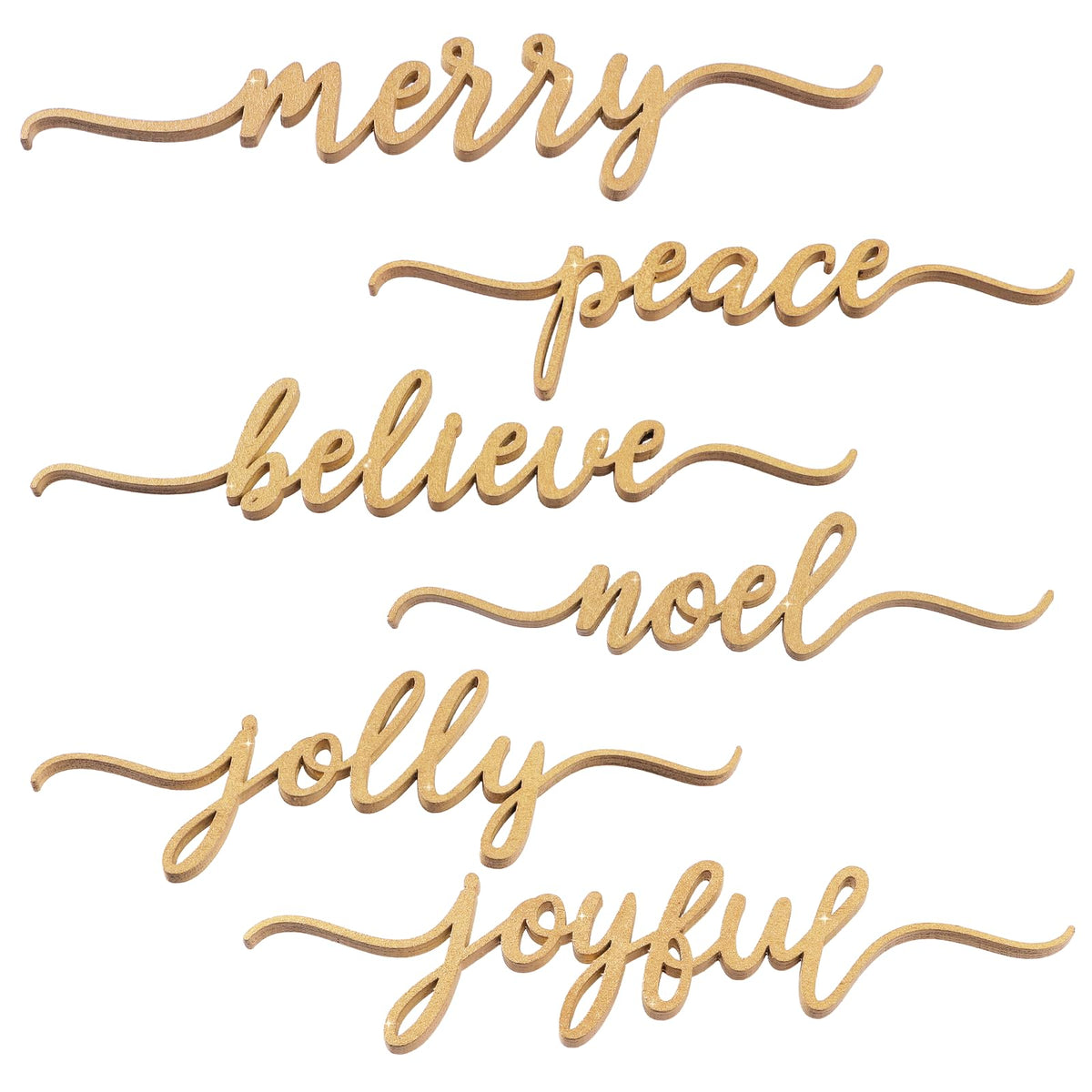 DDLP Merry wood plate decor on gold finish for festive table.