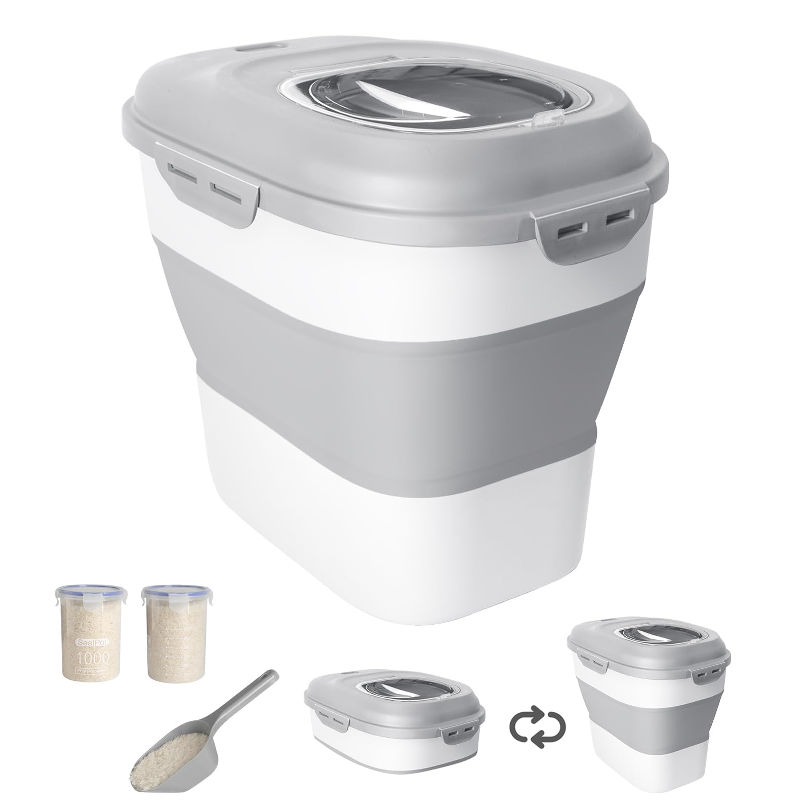 DDMOMMY food storage container with wheels for easy mobility within the kitchen.