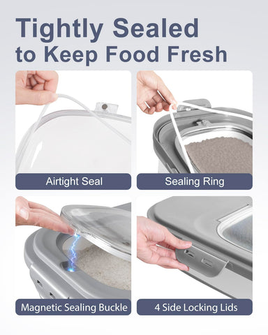 DDMOMMY four-side locking lids securing dry goods in place.