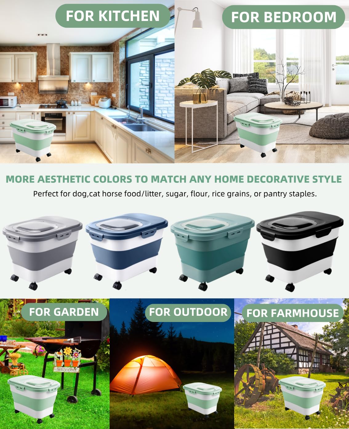 DDMOMMY large-capacity design stores rice, pet food, or flour.