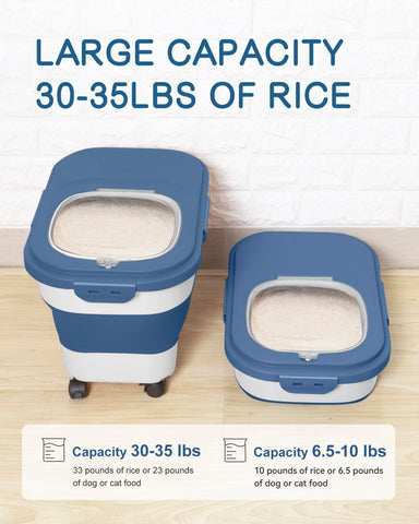 DDMOMMY rice container on wheels moves heavy bags with ease.