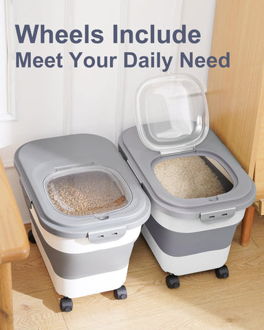 DDMOMMY unfolded large-capacity container holds rice or pet food.