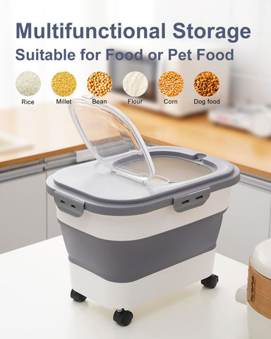 DDMOMMY versatile storage for rice, flour, and pet food.