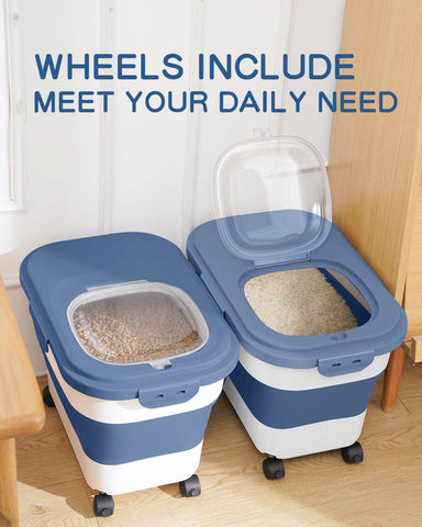 DDMOMMY wheeled pet food storage keeps kibble accessible and tidy.