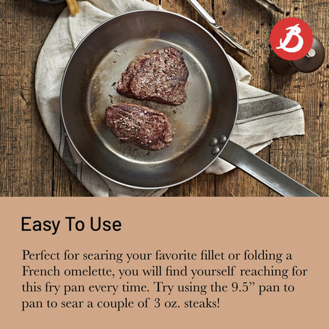 De Buyer MINERAL B pan cooking eggs without sticking after seasoning.