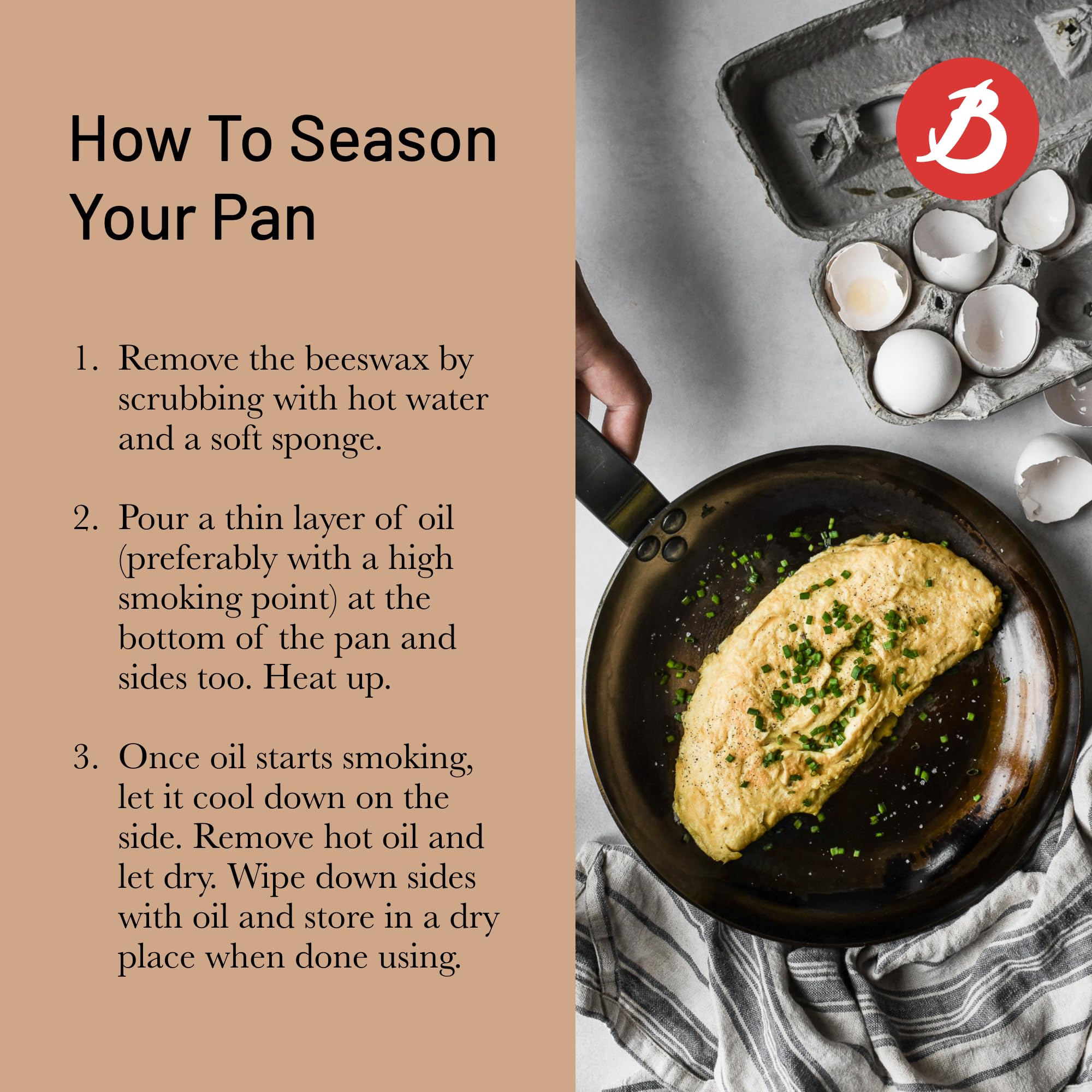 MINERAL B pan on a stovetop ready for cooking