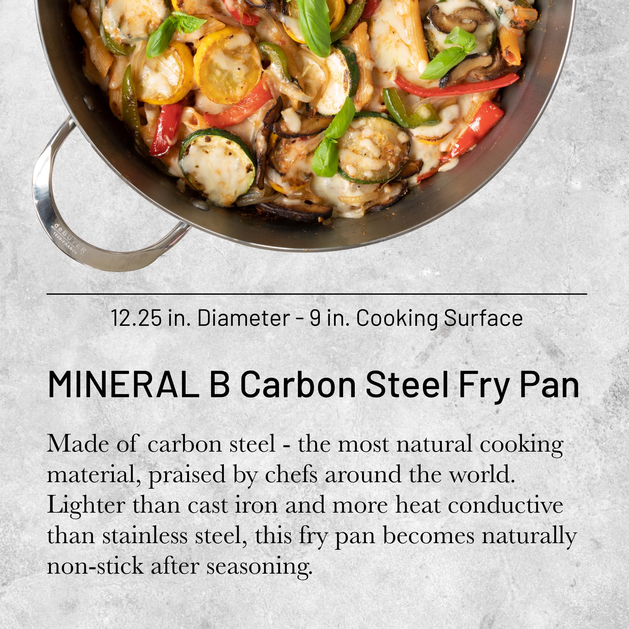 de Buyer Mineral B carbon steel fry pan searing an ingredient for a crust
