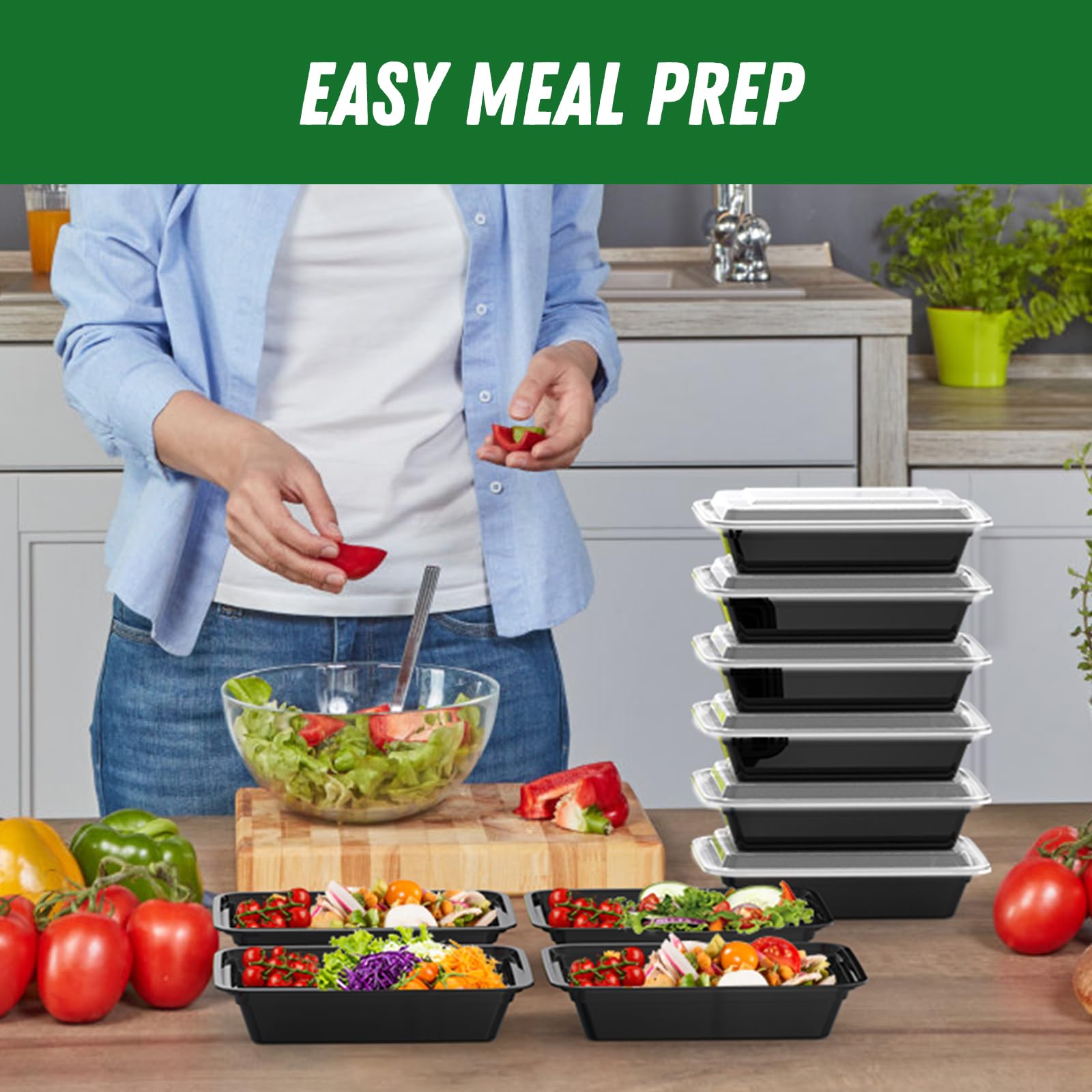 Dealusy durable black meal prep lids enhance secure sealing during transport.
