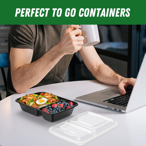 Dealusy black 50-pack with lids, ideal for bulk meal prep.