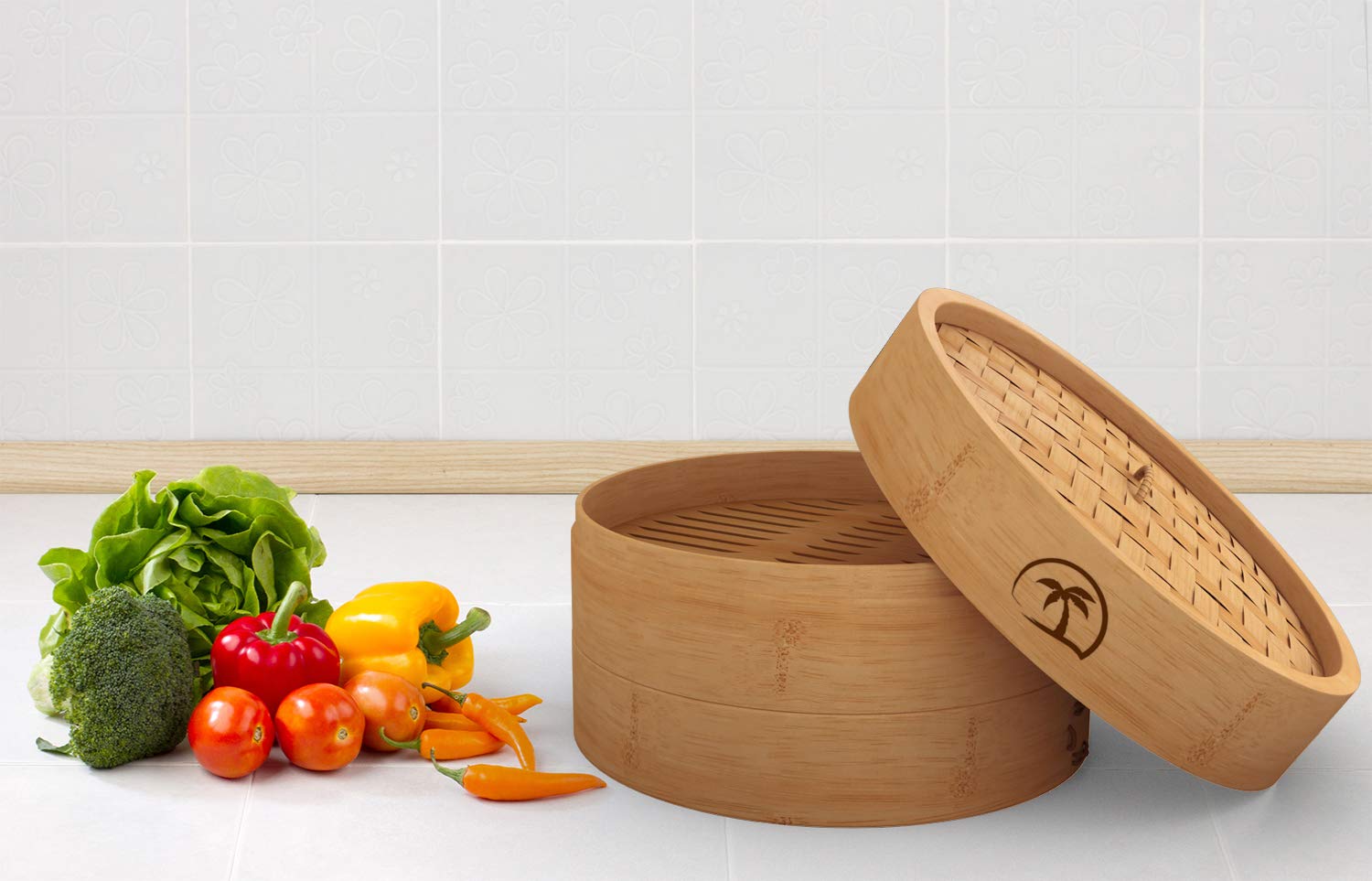 DealZNDealZ bamboo steamer with lid for even steaming