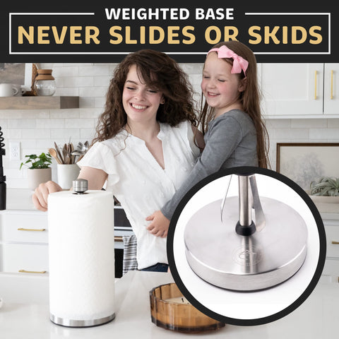 Dear Household paper towel dispenser on a kitchen counter in silver, adding modern style