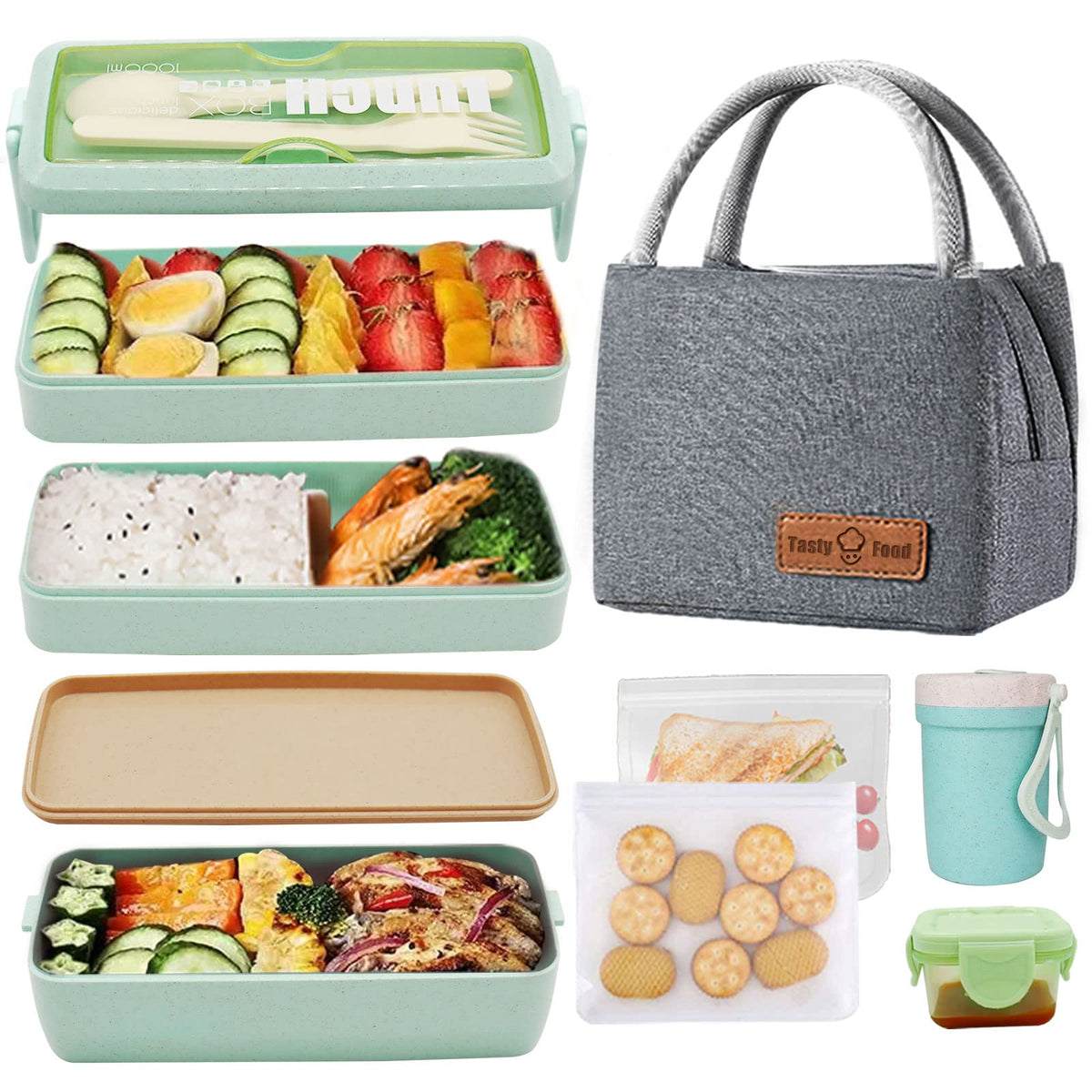 DearHomie Bento Box 3-layer leakproof design for meals on the go.