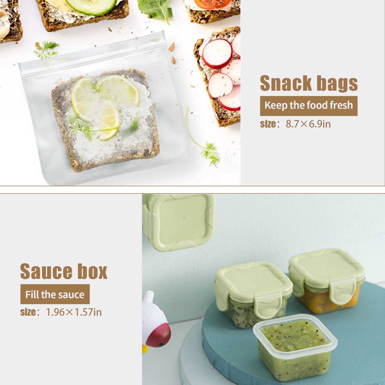 DearHomie Bento Box snack bags help portion control on trips.