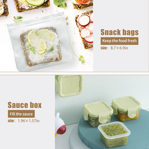 DearHomie Bento Box snack bags help portion control on trips.