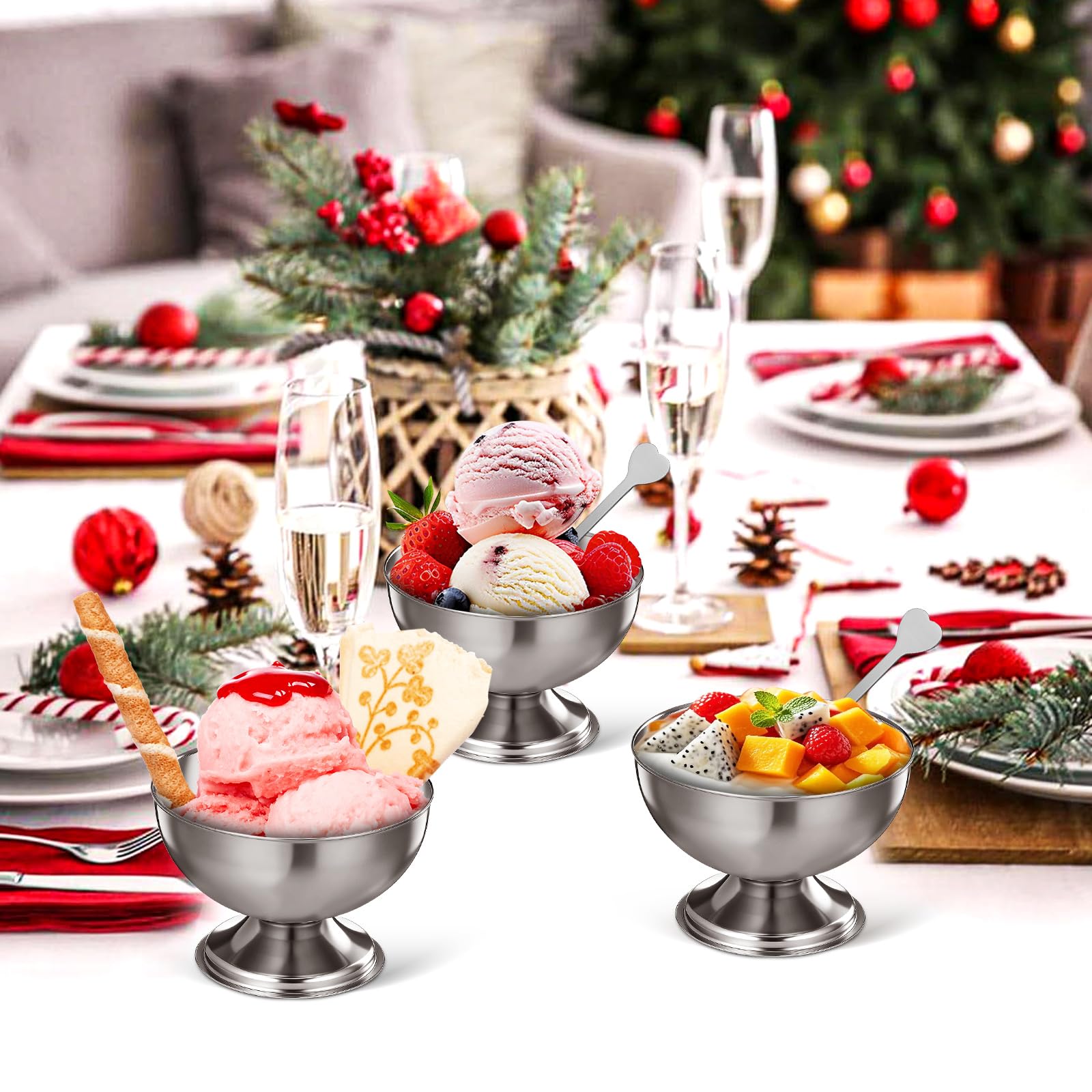 DEARMAMY metal dessert dishes with contemporary shine