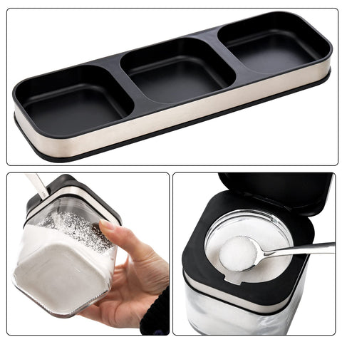 DEAYOU glass seasoning box with dustproof closure highlights freshness and low-maintenance storage.