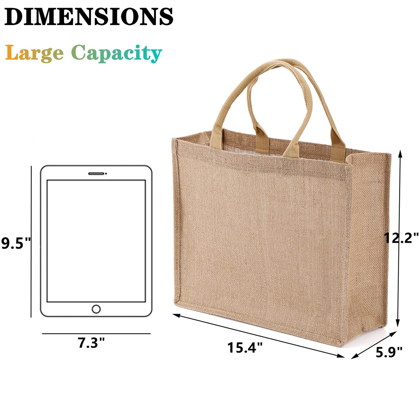 DEAYOU jute tote bag with laminated interior showing waterproof design