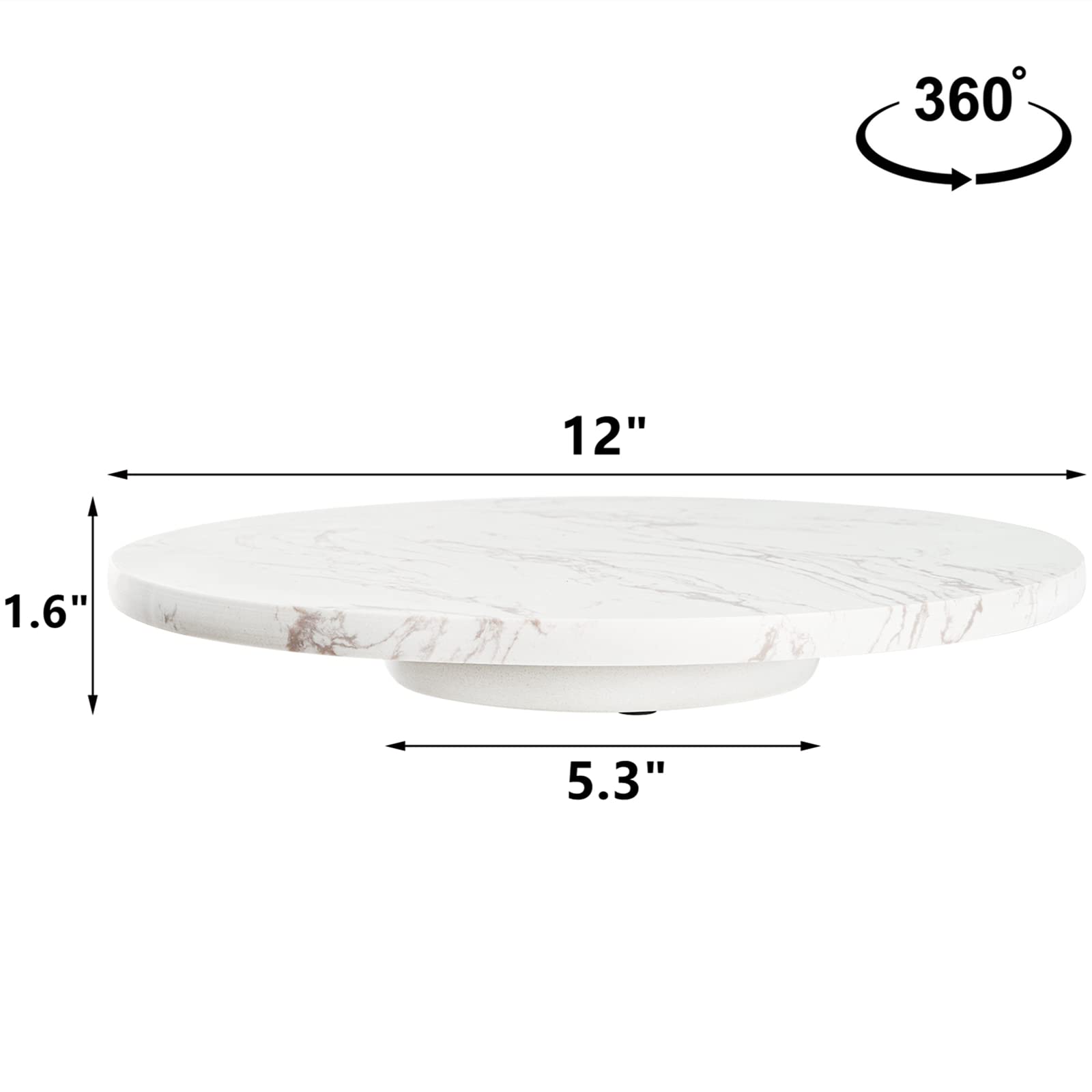 DEAYOU Marble Lazy Susan 360-degree rotation for smooth turning from any side