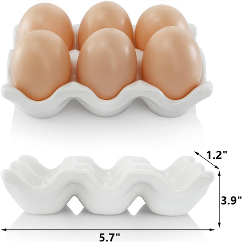 DEAYOU porcelain 6-cup eggs holder showcasing durable, food-grade design.