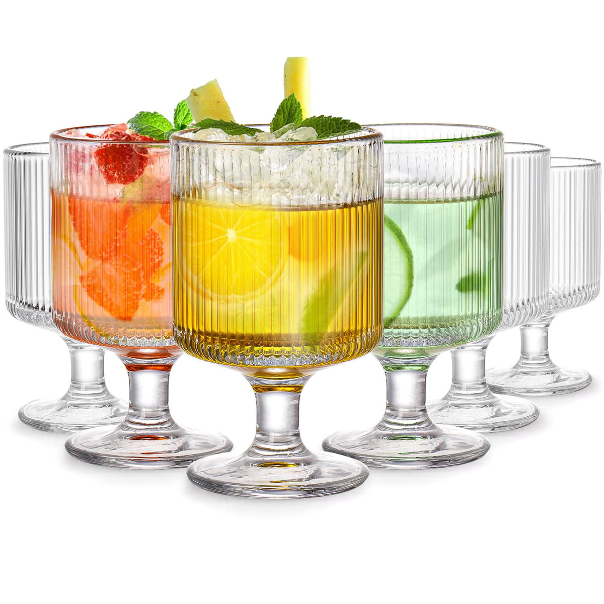DEAYOU ribbed vintage wine glasses 8oz set ideal for stylish entertaining.