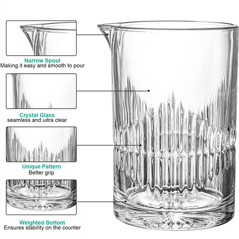DEAYOU thick-wall crystal glass helps keep drinks cold while mixing