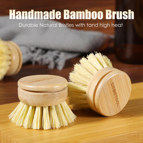 Smooth bamboo handle provides comfortable scrubbing during chores.