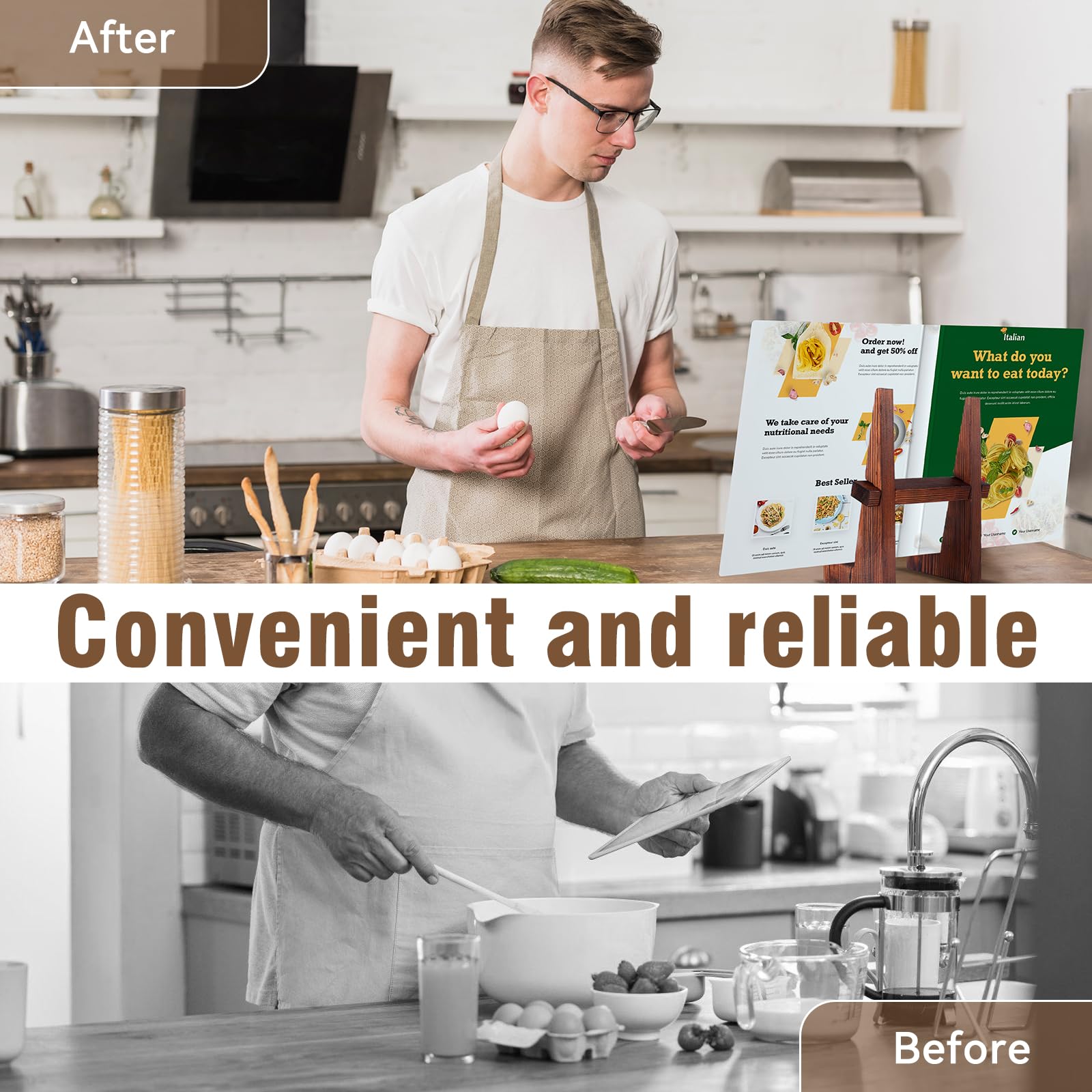 DEBETOOL sleek-decor cookbook holder enhances kitchen ambiance