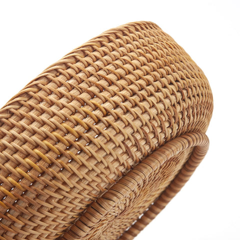 DECRAFTS round rattan fruit basket medium showcasing fresh snacks on a dining table.