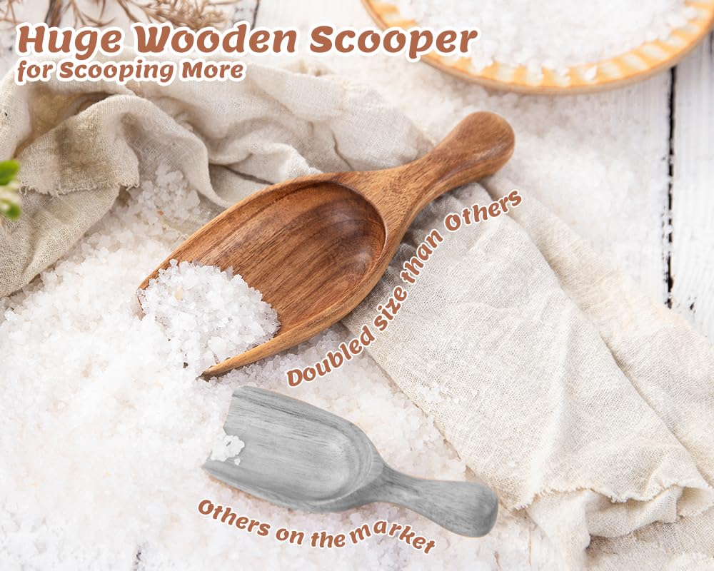 Decent Vrvege large wooden spoon ideal for beans, sugar, and spices.