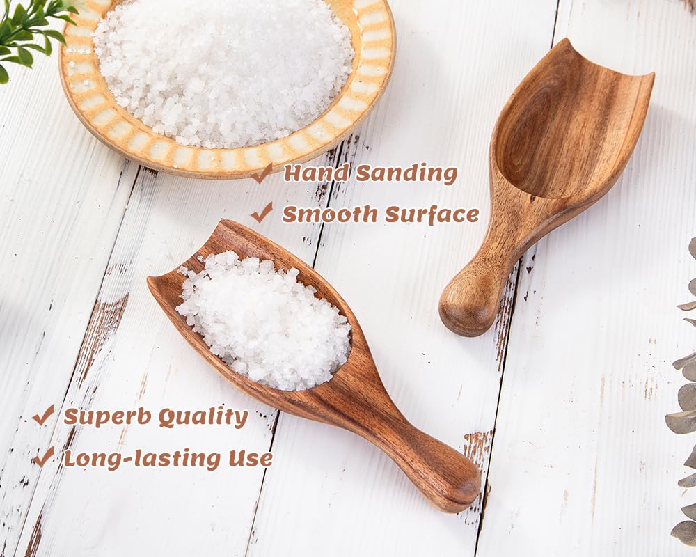 Decent Vrvege wooden salt spoons for spice jars and canisters.