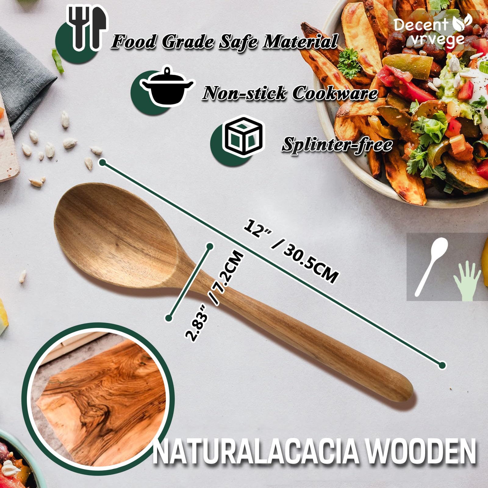 Decent Vrvege wooden spoon is safe for non-stick cookware
