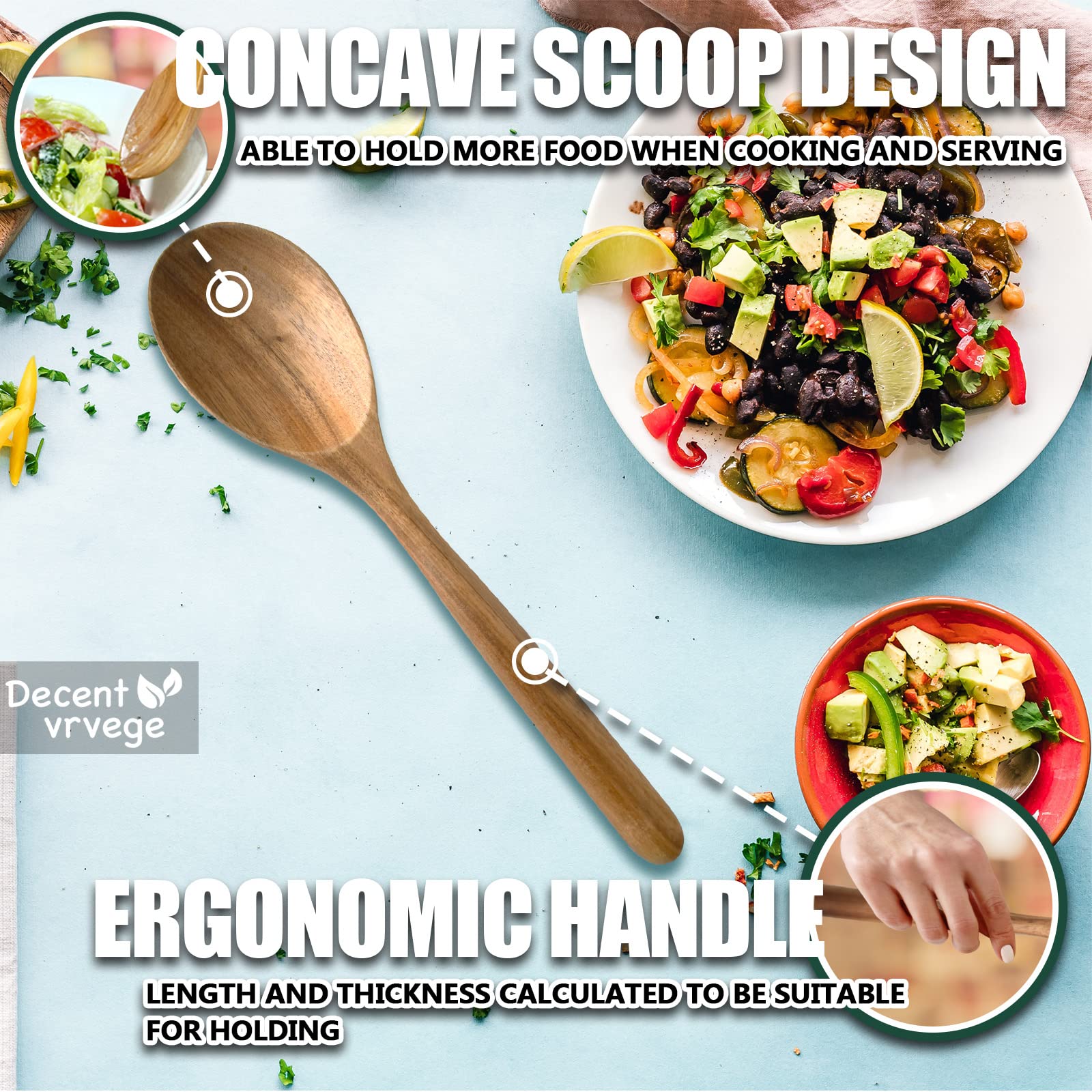 Decent Vrvege spoon with thick handle for comfortable grip during cooking