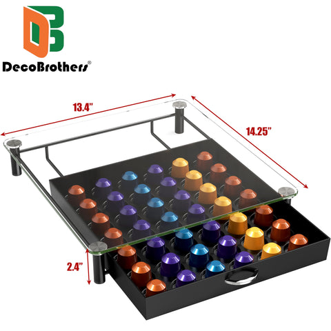Deco Brothers 42-pod capacity keeps capsules organized and accessible.