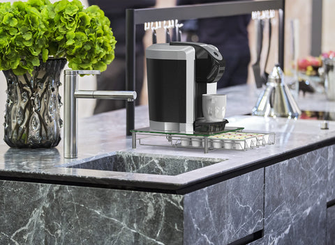 Chrome finish and crystal design of Deco Brothers K-Cup organizer.
